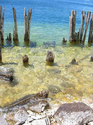 Sparkling water along a coastline