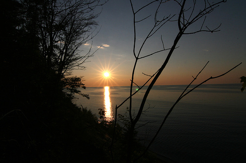 Sunset on Lake Superior, rays of light